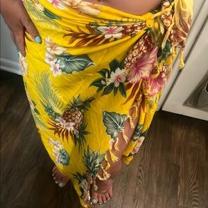 Vibrant Yellow and Green Sarong Swim Cover-Up